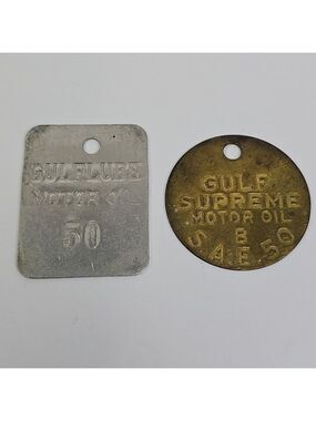 Gulflube Gulf Supreme Motor Oil Vintage Oil Pump Markers Brass Aluminum
